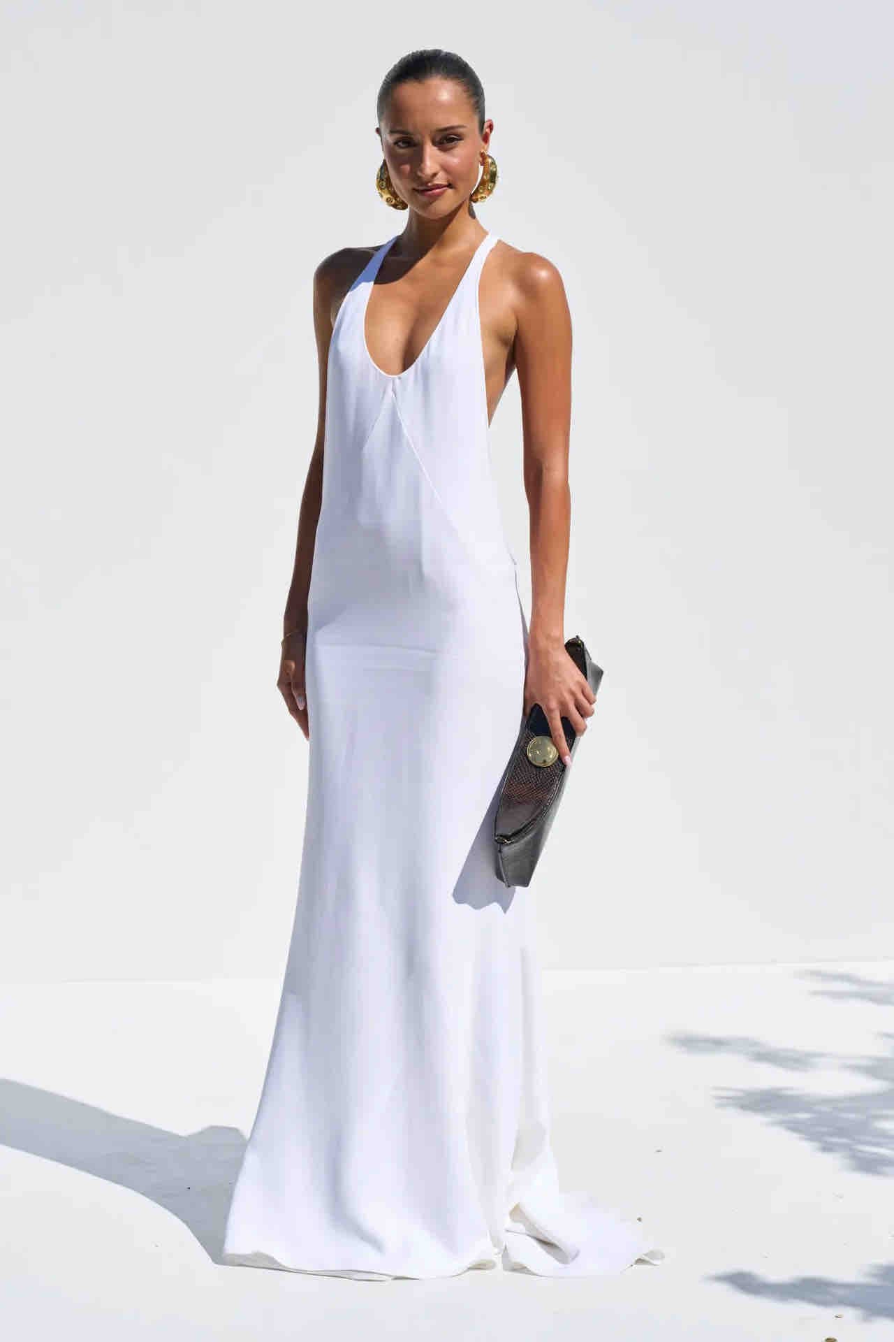 White suspender dress