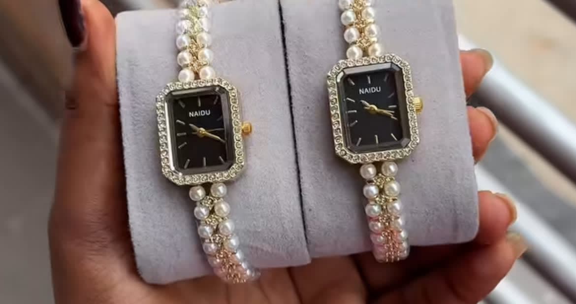 Pearl strap female watch