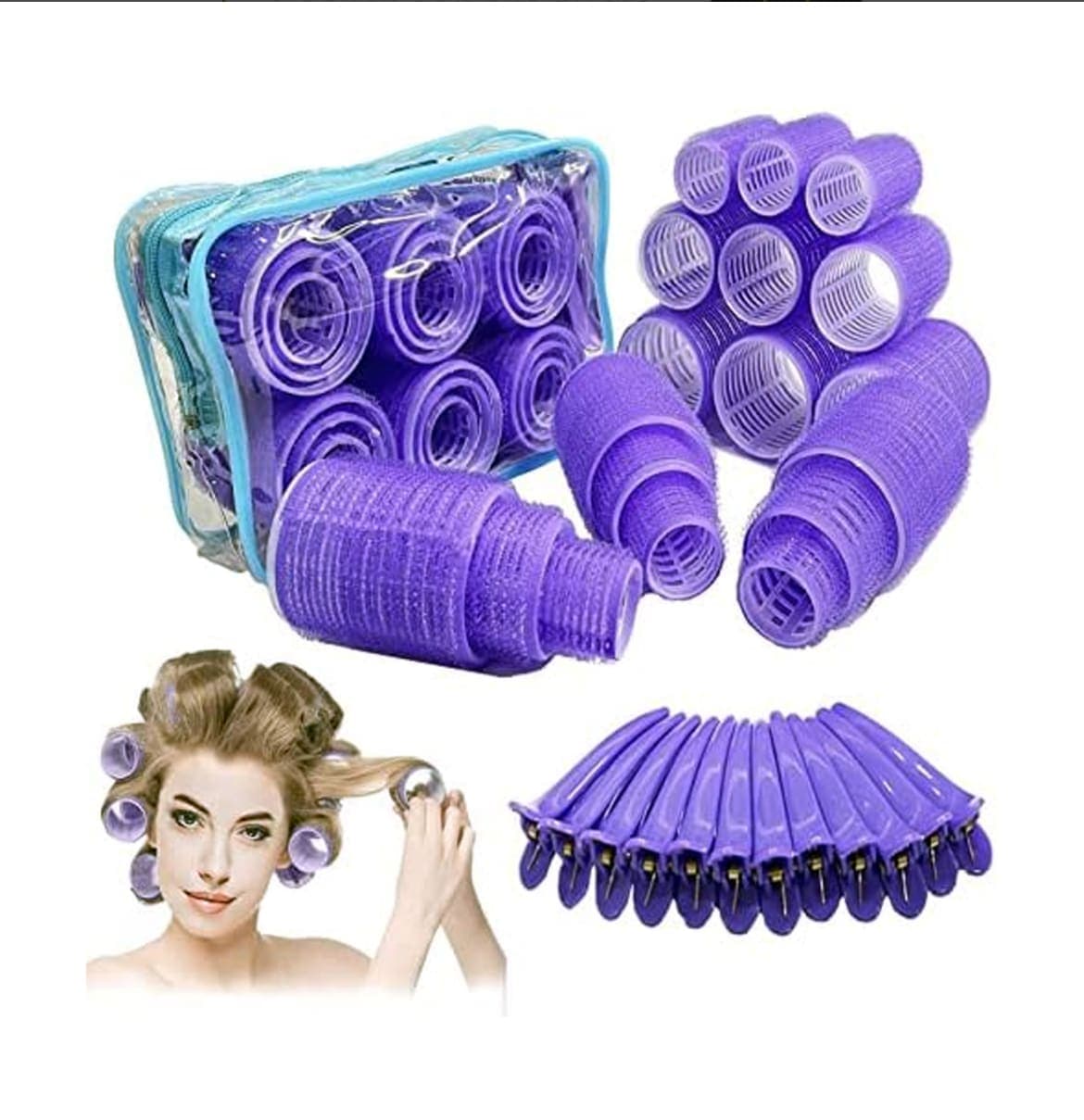 30 pcs Velcro rollers with clips